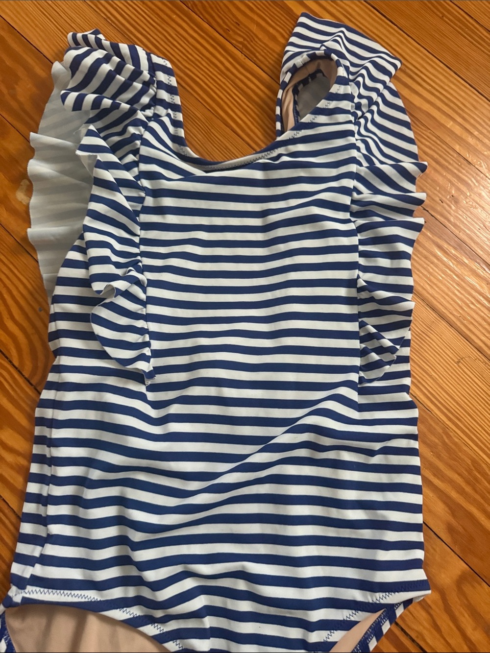 Crewcuts Navy and White Striped Swim Top with Cream Lining - Picture 2 of 3